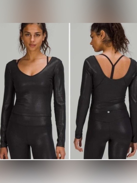lululemon athletica Tops - Lululemon Align Black Long Sleeve Shimmer Top